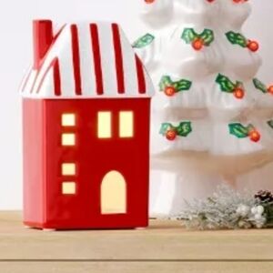 Red White House Target Wondershop 2025 Christmas Ceramic House Village Lit